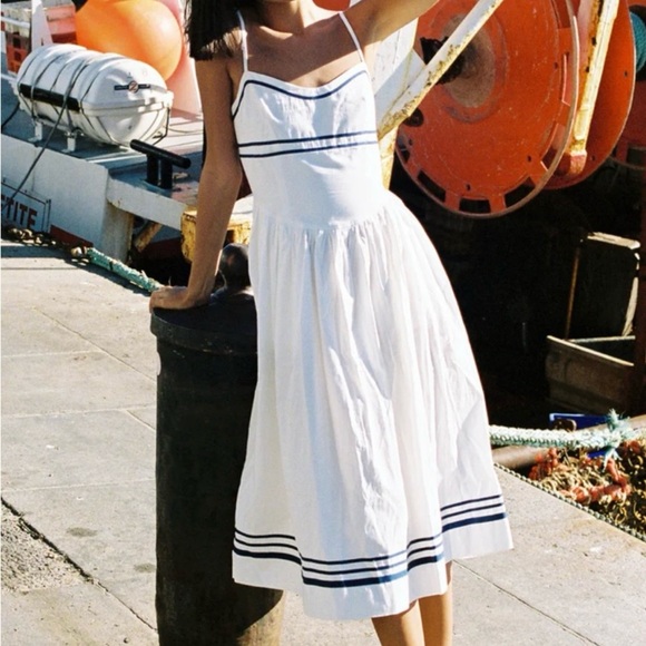 Ciao Lucia White and Blue Spaghetti Strap Sundress